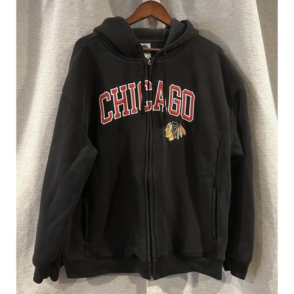 Vintage Chicago Blackhawks NHL Red/Black Zip Jacket Sz‎ XL